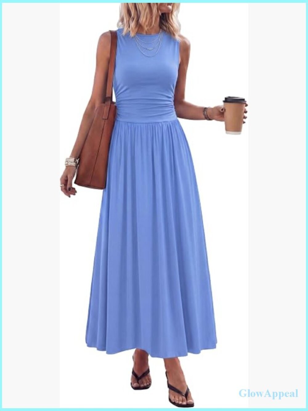 Sleeveless A Line Flowy Maxi Dress with Pockets